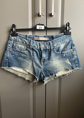 Kadın Mavi Mini vintage Şort
