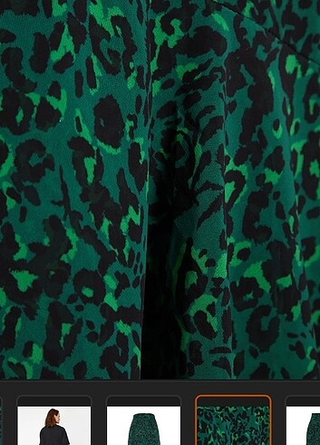 Yeşil leopar desenli astarlı dokuma etek  - Görsel 6