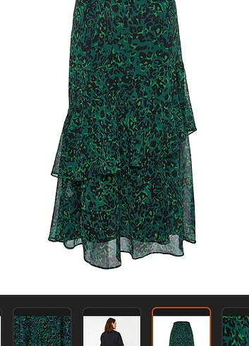 Yeşil leopar desenli astarlı dokuma etek  - Görsel 9