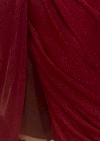 Bordo Drapeli Uzun Abiye Elbise - Görsel 3