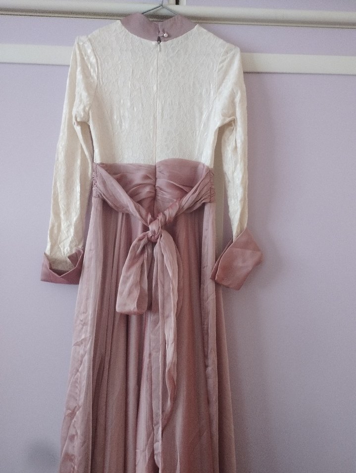 Bej ve Pudra Kadın Uzun Elbise - Görsel 2