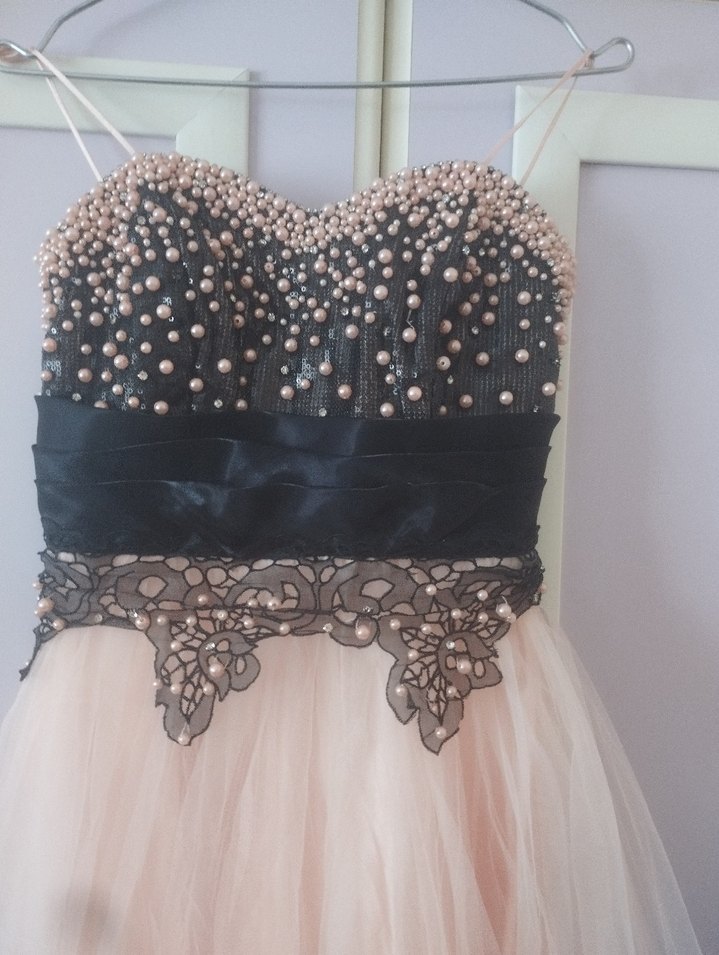 Diger Pembe Straplez Uzun Abiye Elbise - Görsel 2