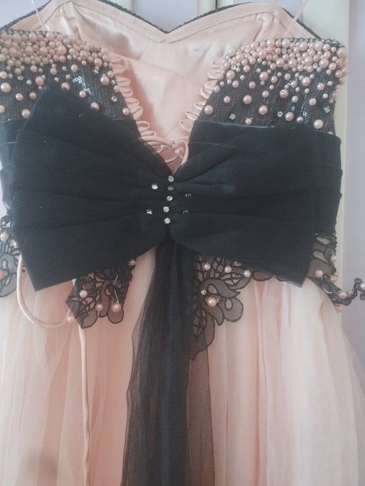 Diger Pembe Straplez Uzun Abiye Elbise - Görsel 3