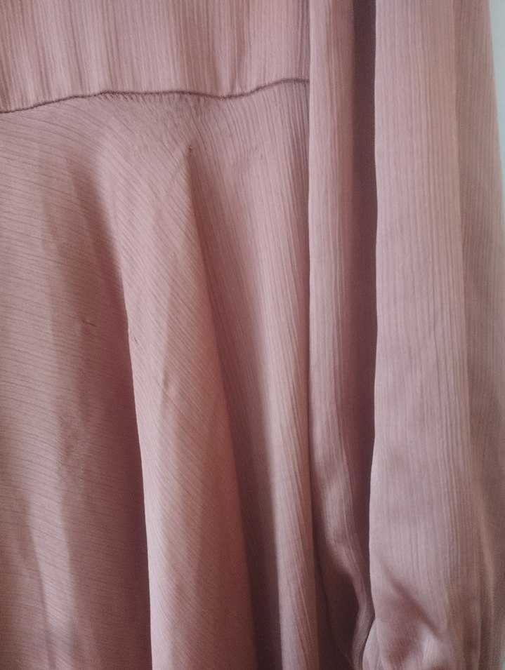 Drapeli Pembe Uzun Kadın Elbise - Görsel 2