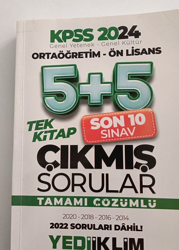 KPSS 2024 Çıkmış Sorular 5+5 Tek Kitap