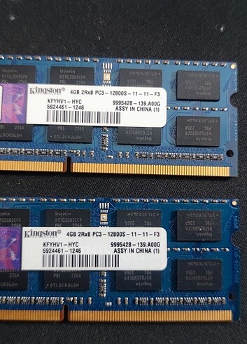 Kingston 4gb 2rx8 1600MHZ 1.5V Ddr3 Laptop Ram