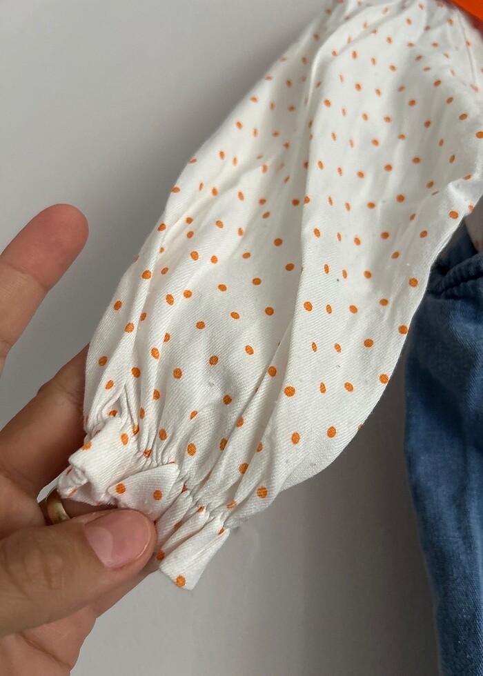 Kız bebek gömlekli salopet elbise - Görsel 3