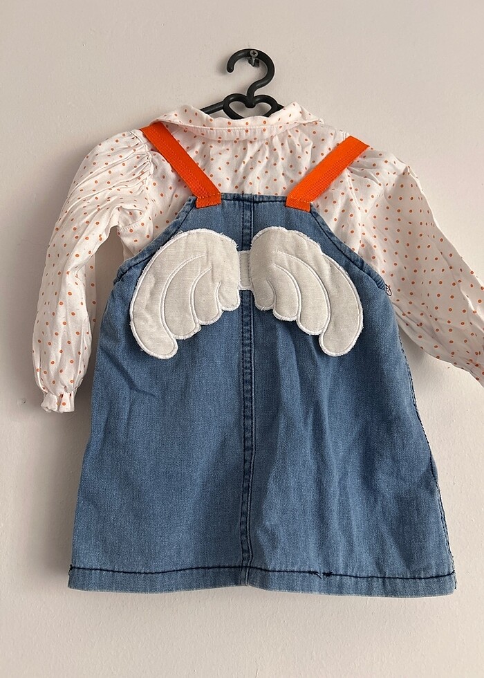 Kız bebek gömlekli salopet elbise - Görsel 4