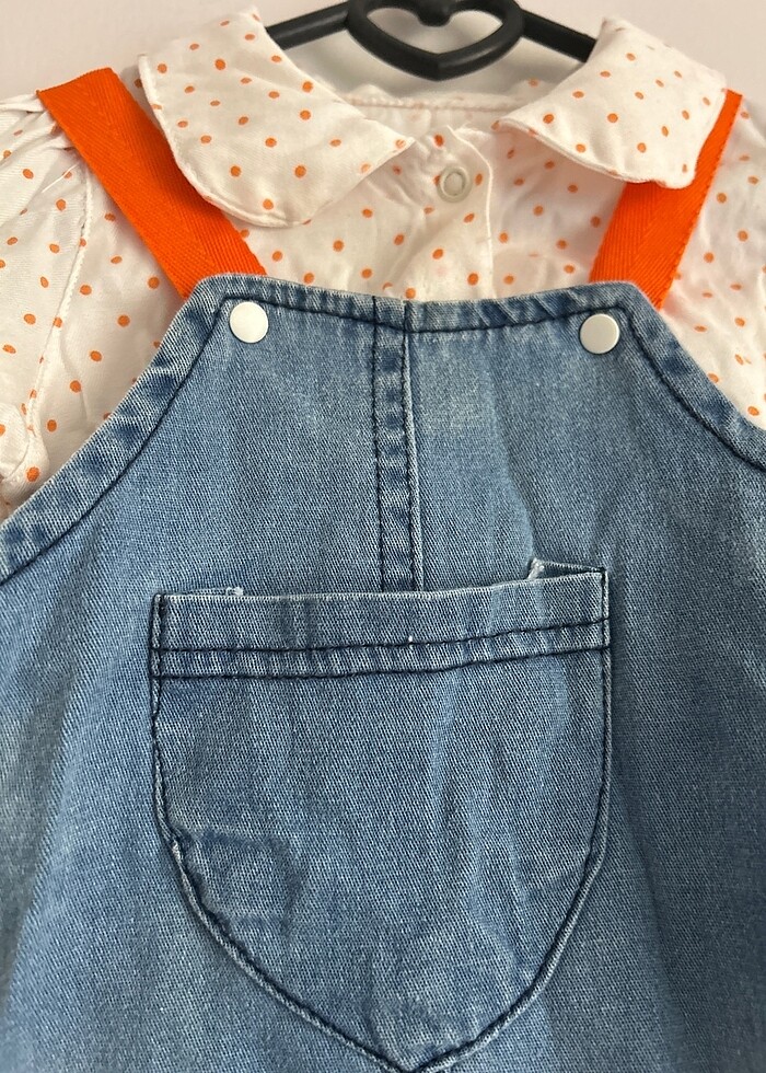 Kız bebek gömlekli salopet elbise - Görsel 2