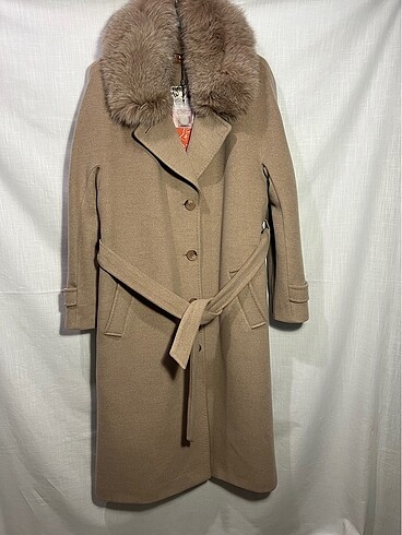 Cashmere gerçek tilki yakalı palto