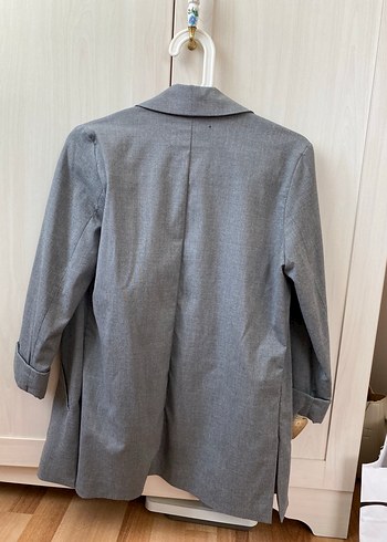 Pull and Bear Gri Düğmeli Kadın Blazer Ceket