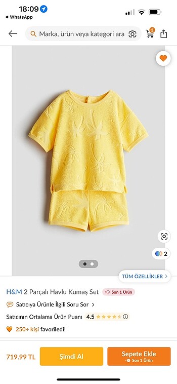 2-3 Yaş H&M 2 parça havlu set