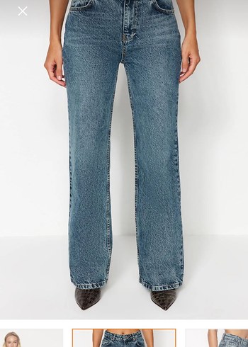 l Beden mavi Renk Milla Wide leg Jean sıfır etiketli