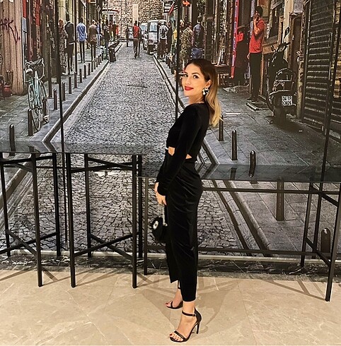 xs Beden siyah Renk Kadife şık elbise