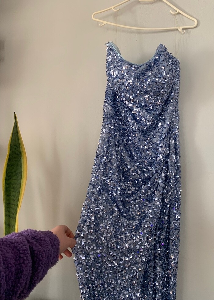 Mavi pullu abiye - Görsel 2