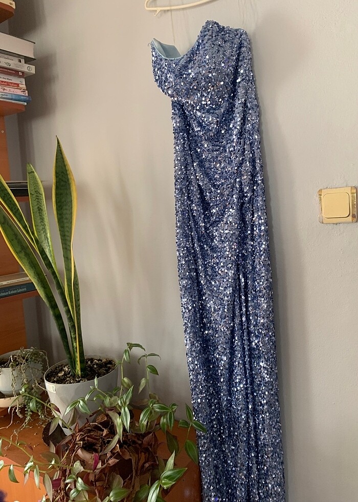 Mavi pullu abiye - Görsel 3