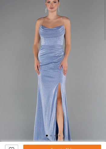 Mavi Parlak Uzun Drapeli abiye sadece bir gün giydim - Görsel 2
