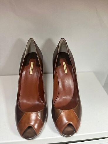 37 Beden kahverengi Renk Deri Stiletto Ayakkabı Maxstudio@com