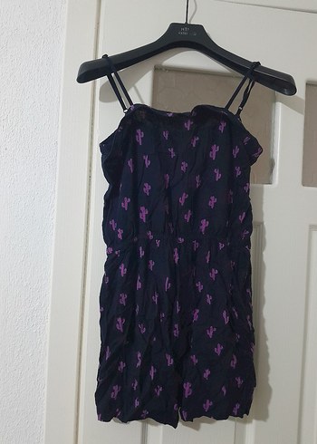 Kızlar için Mor Bağlamalı Renkli Tulum - Görsel 2