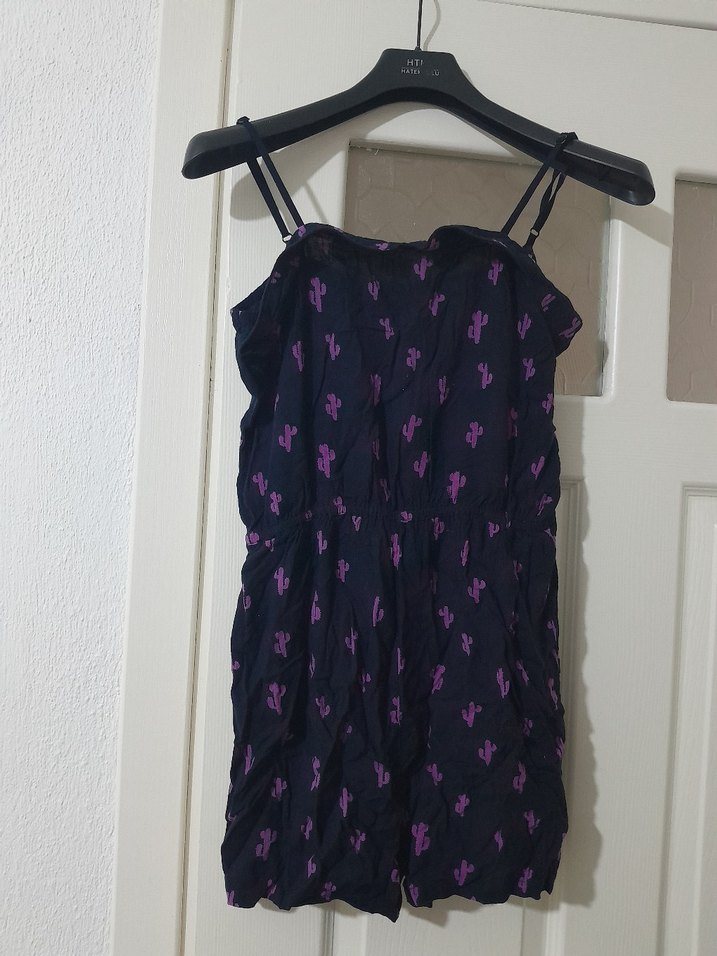 Kızlar için Mor Bağlamalı Renkli Tulum - Görsel 2