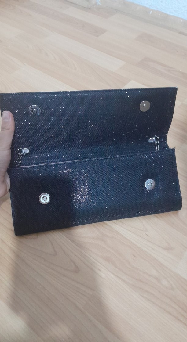 Kadın Mavi Parlak Abiye Portföy Çanta - Görsel 2