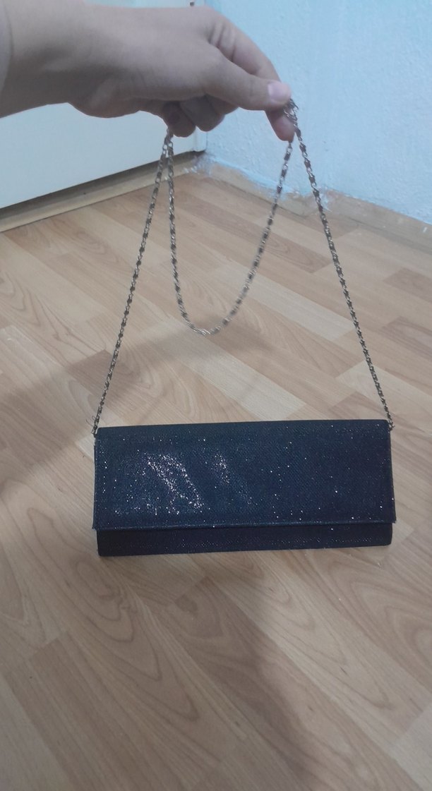 Kadın Mavi Parlak Abiye Portföy Çanta - Görsel 3