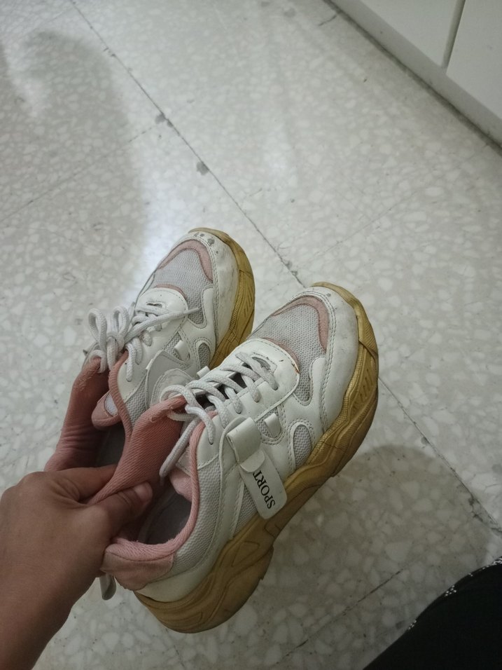 Beyaz Bağcıklı Stiletto Topuklu Sneakers - Görsel 2