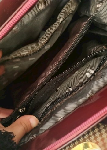 Bordo Parlak Deri Vintage Kadın Çantası - Görsel 4