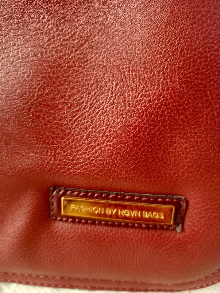 Bordo Parlak Deri Vintage Kadın Çantası - Görsel 3