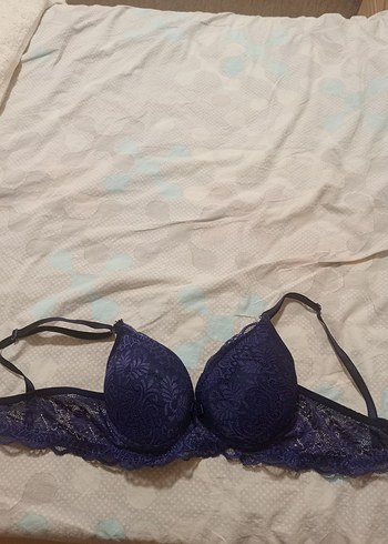 Minimalist lacivert dantelli Sütyen - Görsel 2