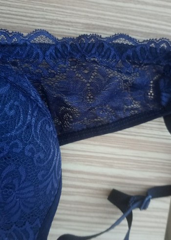 Minimalist lacivert dantelli Sütyen - Görsel 5