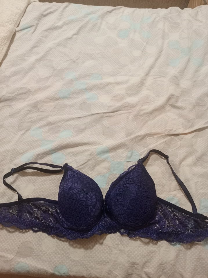 Minimalist lacivert dantelli Sütyen - Görsel 2