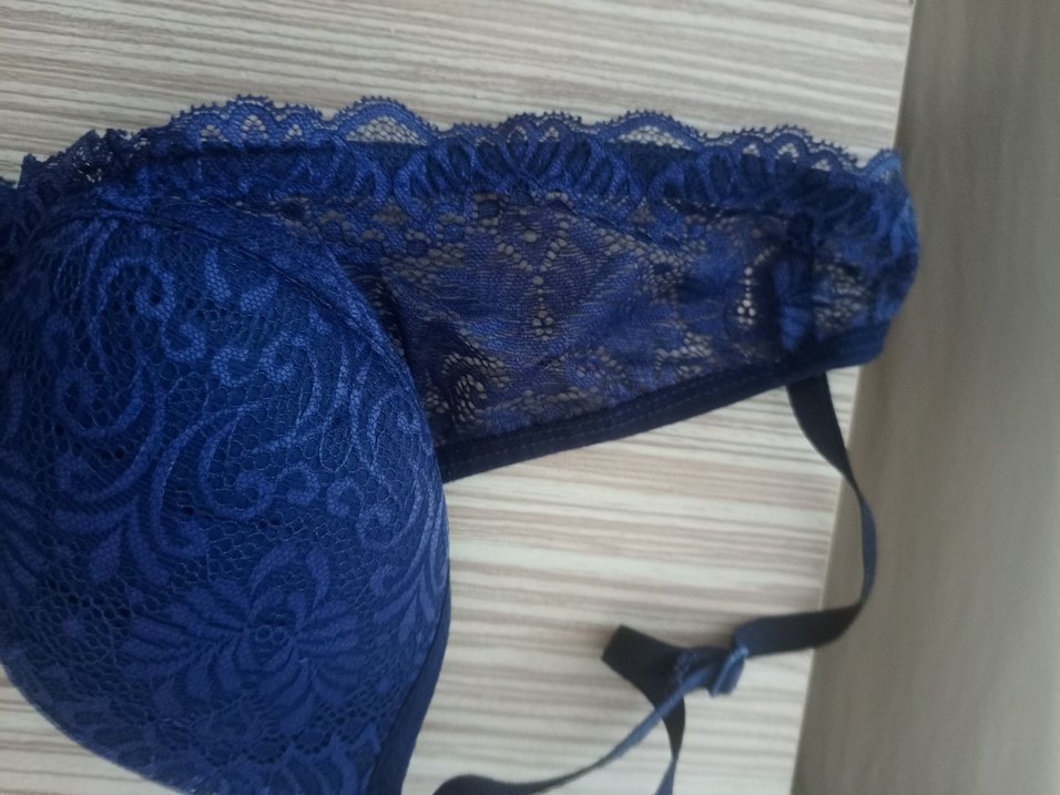 Minimalist lacivert dantelli Sütyen - Görsel 5