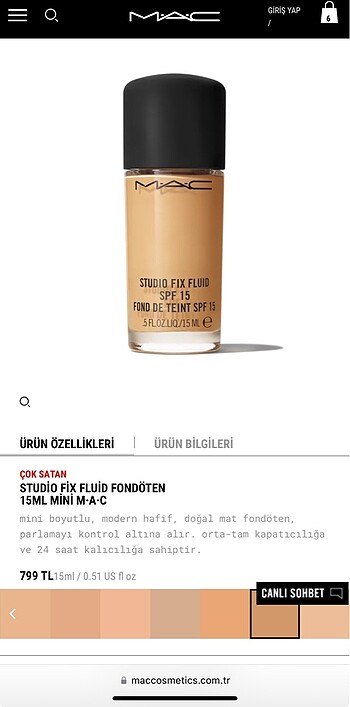  Beden Mac studio fix fluid 15 spf 30ml