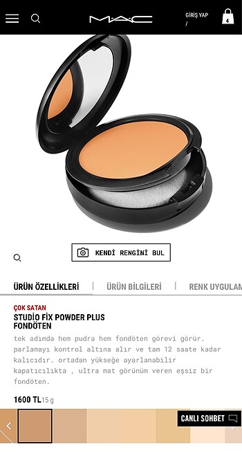 Beden Mac studio fix powder plus foundation