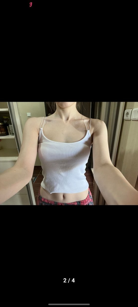 Beyaz İnce Askılı crop - Görsel 2