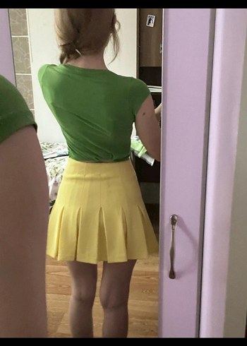 Sarı pileli etek - Görsel 2