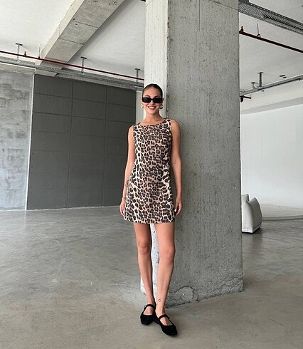 s Beden çeşitli Renk Leopar elbise