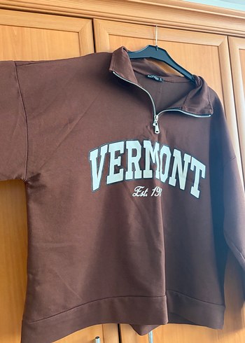 Kadın Kahverengi Fermuarlı Sweatshirt - Görsel 2