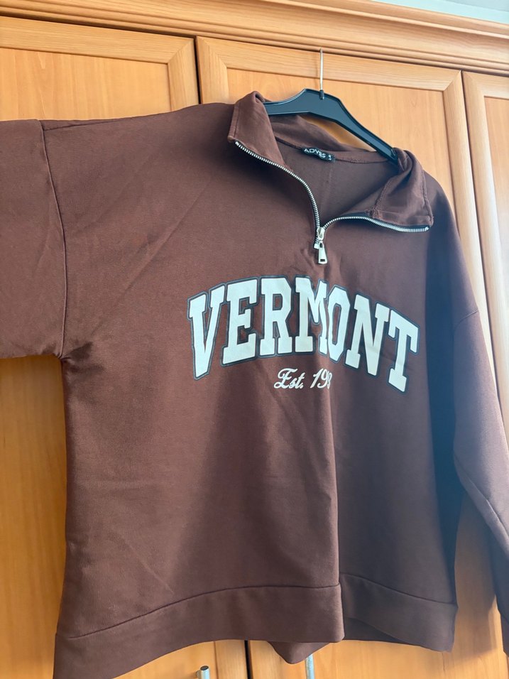 Kadın Kahverengi Fermuarlı Sweatshirt - Görsel 2