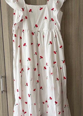 Askılı Beyaz Uzun Nakışlı Elbise - Görsel 2