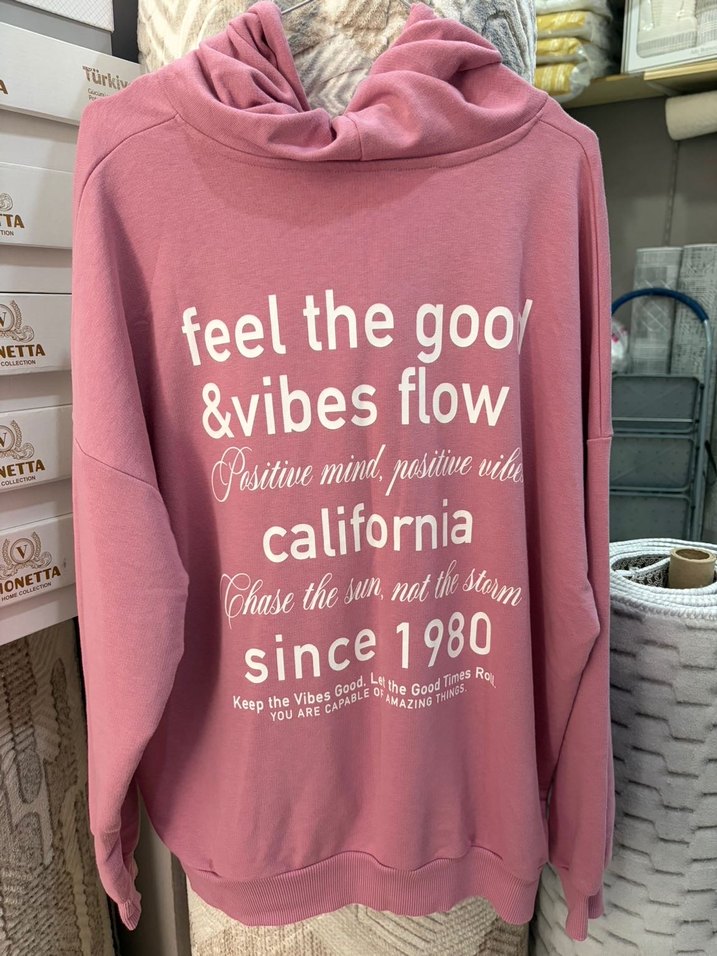 Pembe Kapüşonlu Kadın Sweatshirt - Görsel 2