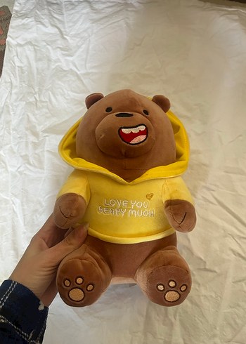 Sarı Kapşonlu Kahverengi Peluş Ayı Oyuncak - Görsel 2