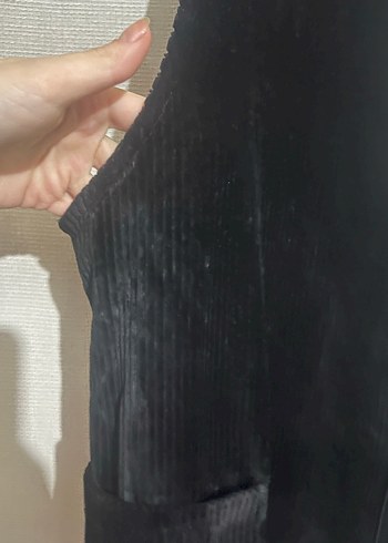 Kemerli Siyah Midi Kısa Tulum - Görsel 3