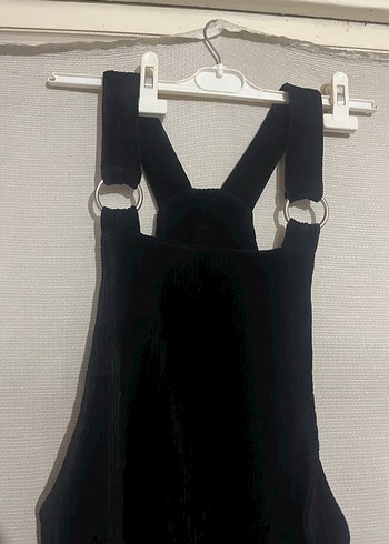 Kemerli Siyah Midi Kısa Tulum - Görsel 2