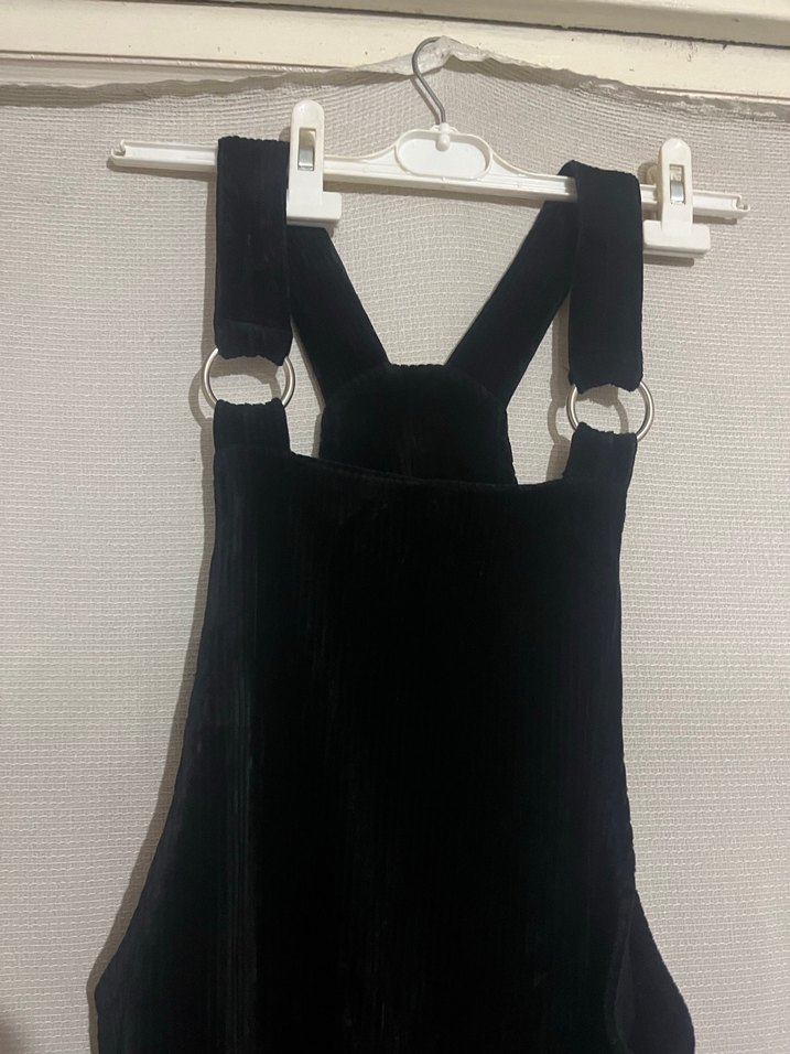 Kemerli Siyah Midi Kısa Tulum - Görsel 2