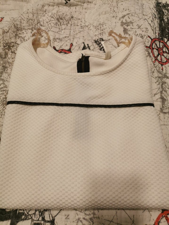 Beyaz Uzun Kollu petek dokulu şık Midi Kadın bluz - Görsel 3