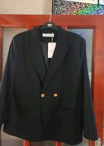 Düğmeli Siyah Midi Kadın Blazer Ceket