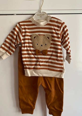 Kahverengi Nakışlı Bebek Takımı