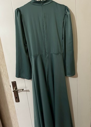 Nakışlı Turkuaz elbise - Görsel 4